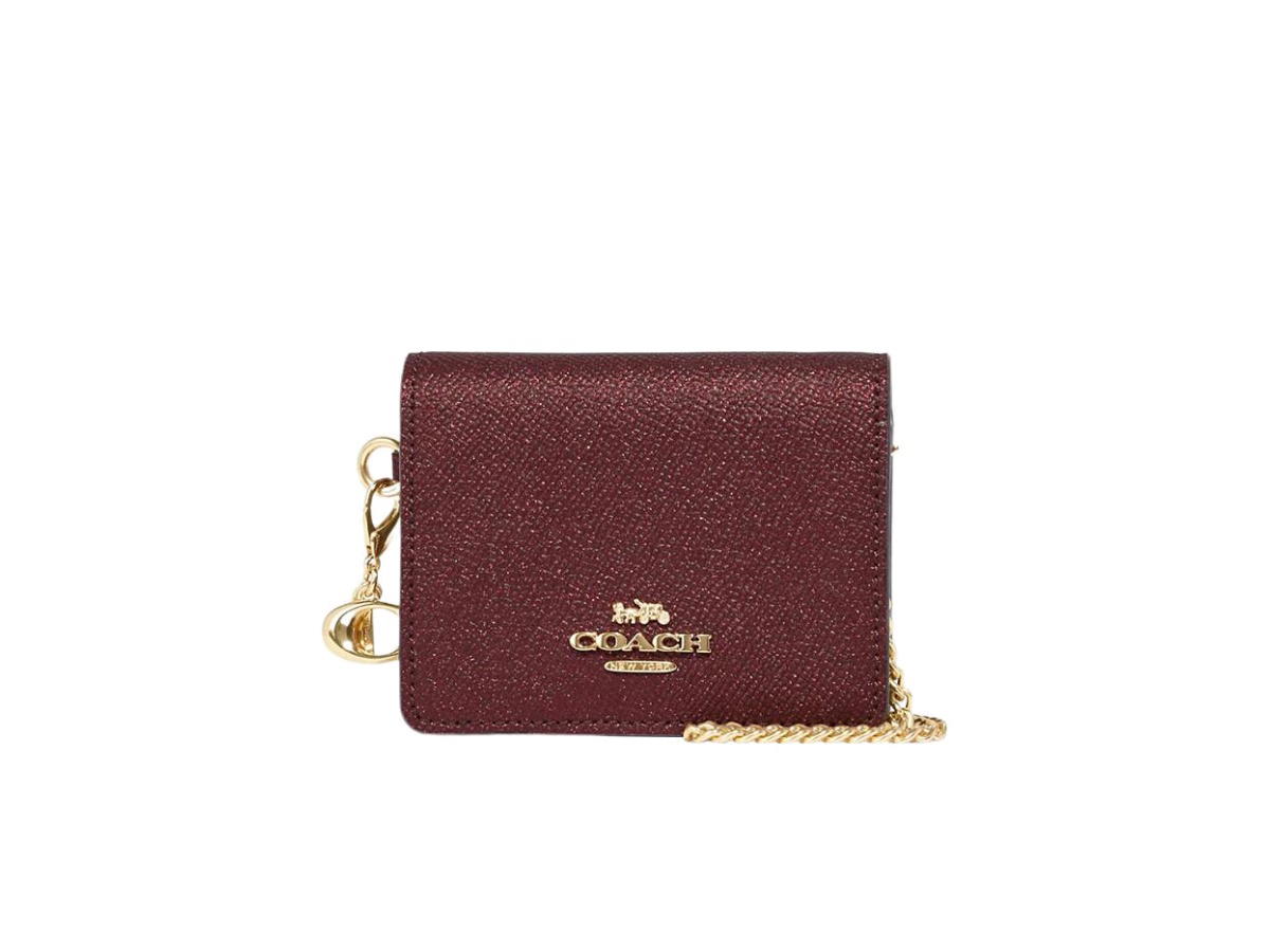 Coach Coach Boxed Mini Wallet On A Chain Burgundy