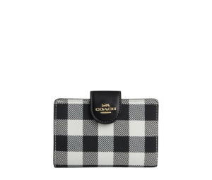 Buy Coach Medium Corner Zip Wallet Gingham Print Black at Sasom – Authentic and Ready to Ship