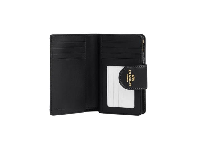Coach Coach Medium Corner Zip Wallet Gingham Print Black - view 3