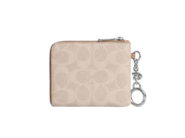 Coach Coach Small Corner Zip Wallet Signature Canvas Sv Sand Taupe - view 2
