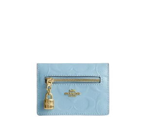 Buy Coach Card Case With Charm In Signature Leather Gold Light Blue at Sasom – Authentic and Ready to Ship