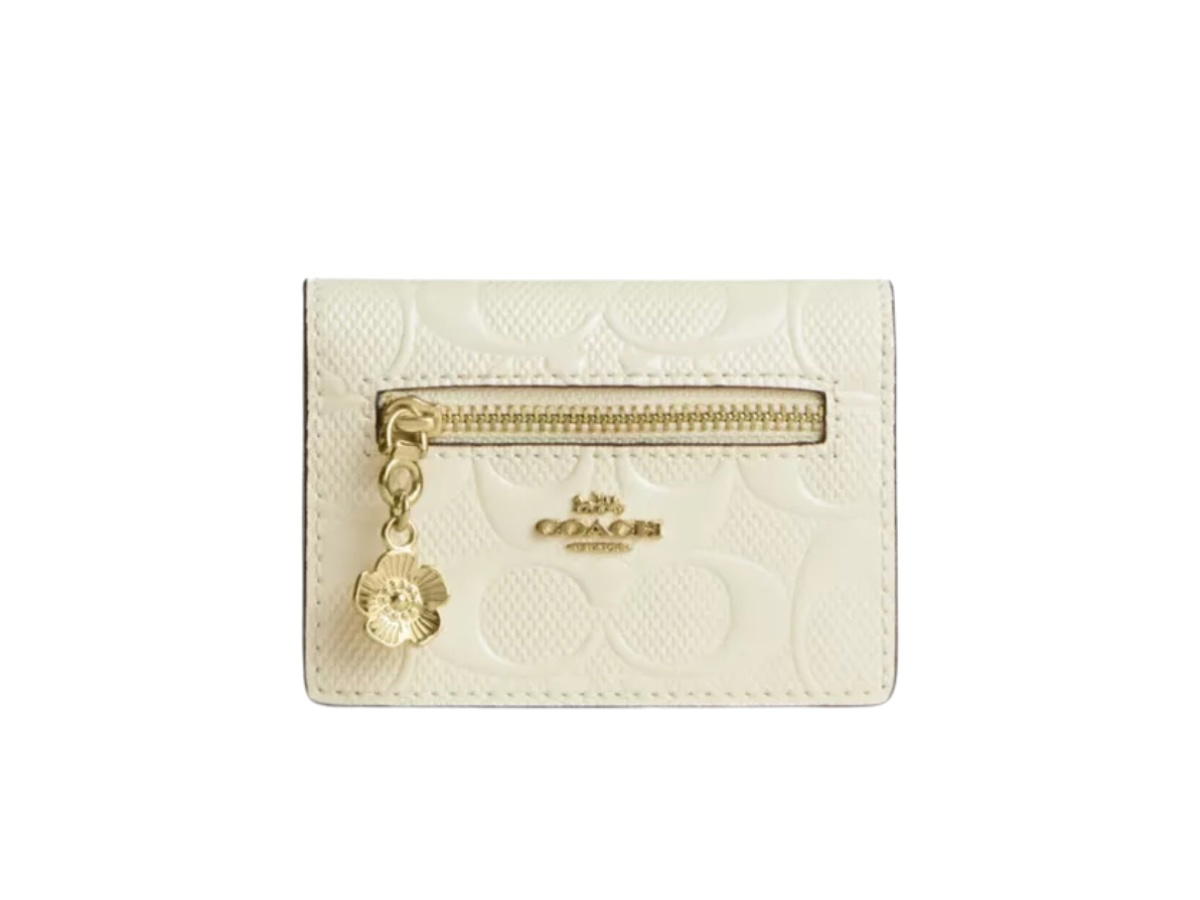 Coach Coach Card Case With Charm In Signature Leather Gold Light Lemon