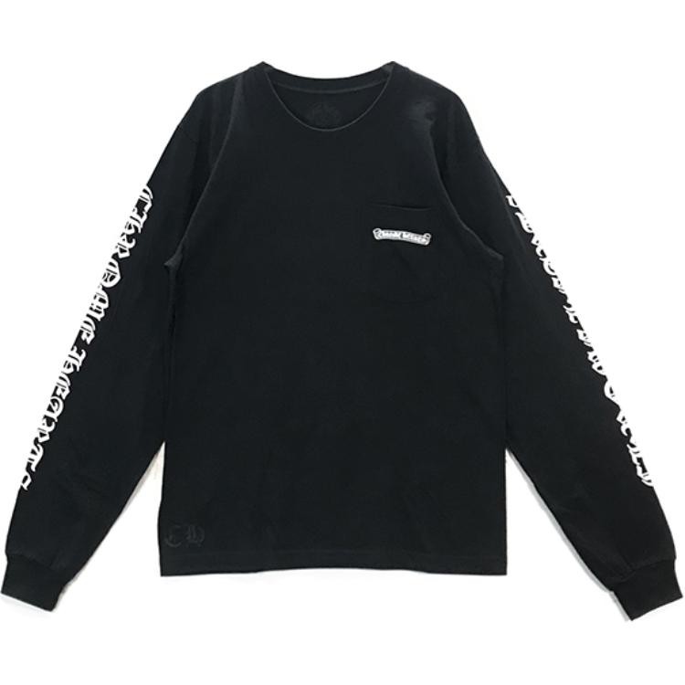 Chrome Hearts Chrome Hearts Scroll Logo Long Sleeve Pocket T-Shirt - Black
