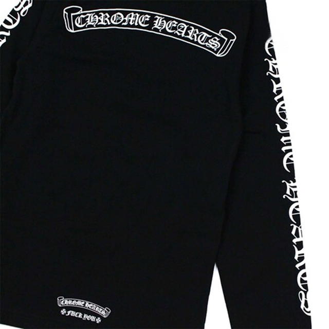 Chrome Hearts Chrome Hearts Scroll Logo Long Sleeve Pocket T-Shirt - Black - view 3