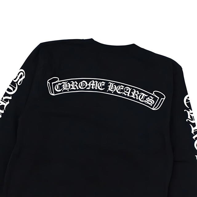 Chrome Hearts Chrome Hearts Scroll Logo Long Sleeve Pocket T-Shirt - Black - view 4
