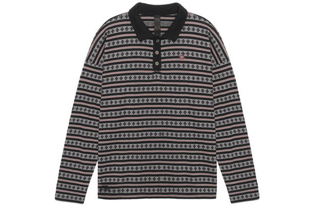 Chrome Hearts Chrome Hearts SS23 Striped Logo Embroidered Long Sleeve Polo T-Shirt - Black - view 2