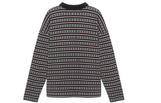 Chrome Hearts Chrome Hearts SS23 Striped Logo Embroidered Long Sleeve Polo T-Shirt - Black - view 3