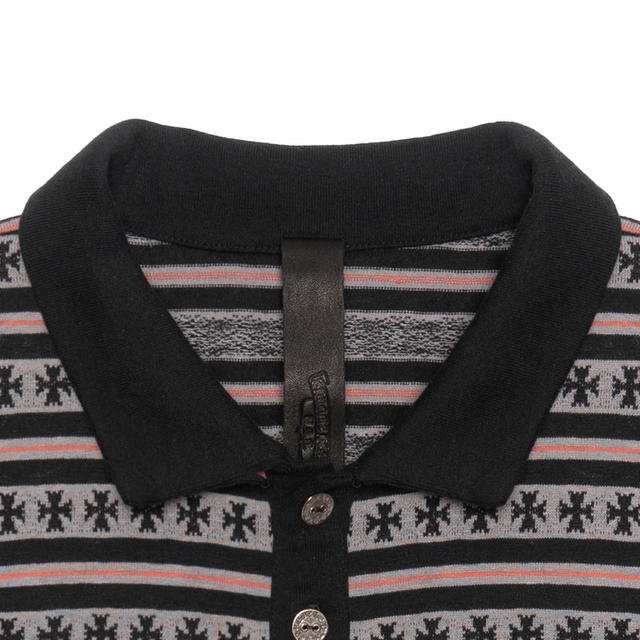 Chrome Hearts Chrome Hearts SS23 Striped Logo Embroidered Long Sleeve Polo T-Shirt - Black - view 5