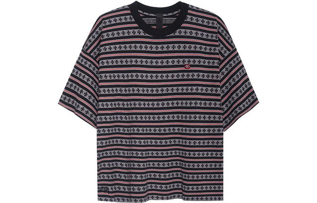 Chrome Hearts Chrome Hearts Striped Print Crew Neck Short Sleeve T-Shirt - Gray - view 2