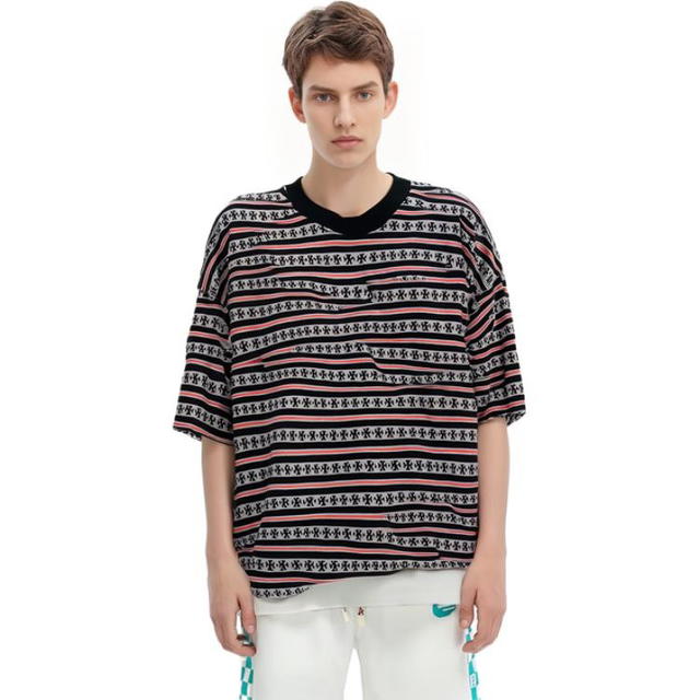 Chrome Hearts Chrome Hearts Striped Print Crew Neck Short Sleeve T-Shirt - Gray - view 4