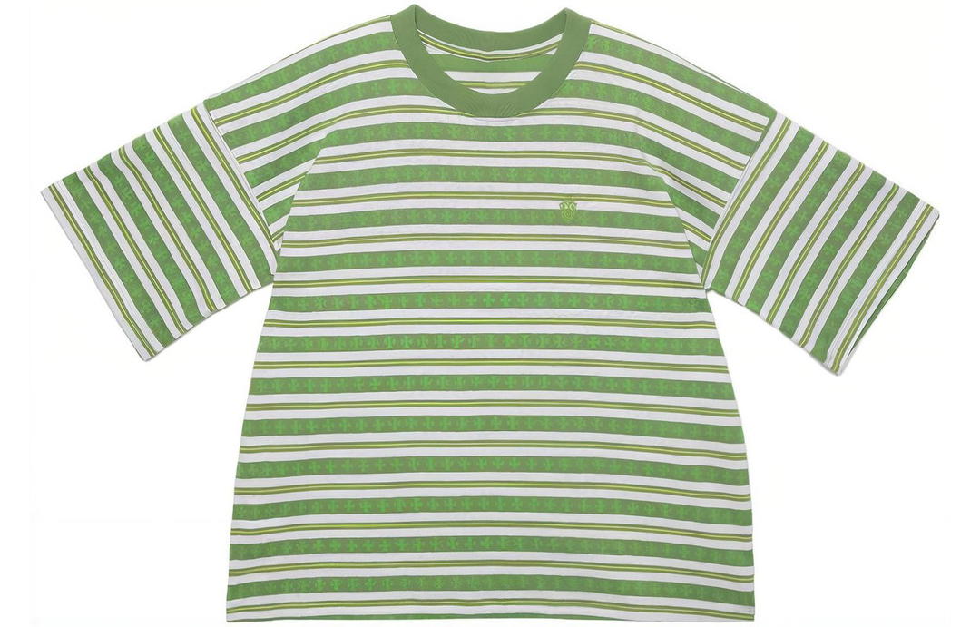 Chrome Hearts Chrome Hearts SS23 Striped Logo Print Crew Neck Short Sleeve T-Shirt - Green