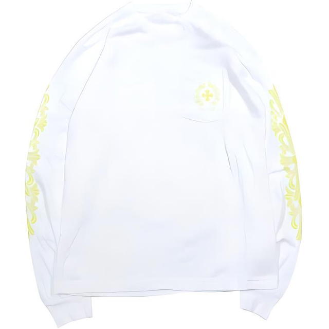 Chrome Hearts Chrome Hearts Yellow Sanskrit Cross Floral Arm Pocket Long Sleeve Sweatshirt - White - view 1