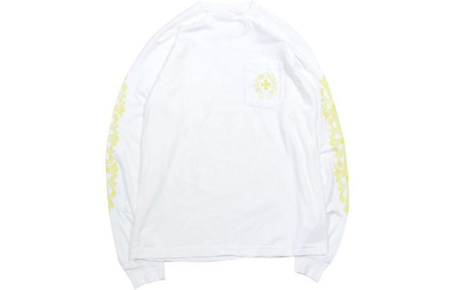 Chrome Hearts Chrome Hearts Yellow Sanskrit Cross Floral Arm Pocket Long Sleeve Sweatshirt - White - view 2