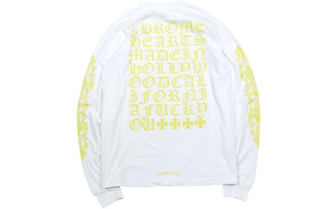 Chrome Hearts Chrome Hearts Yellow Sanskrit Cross Floral Arm Pocket Long Sleeve Sweatshirt - White - view 3