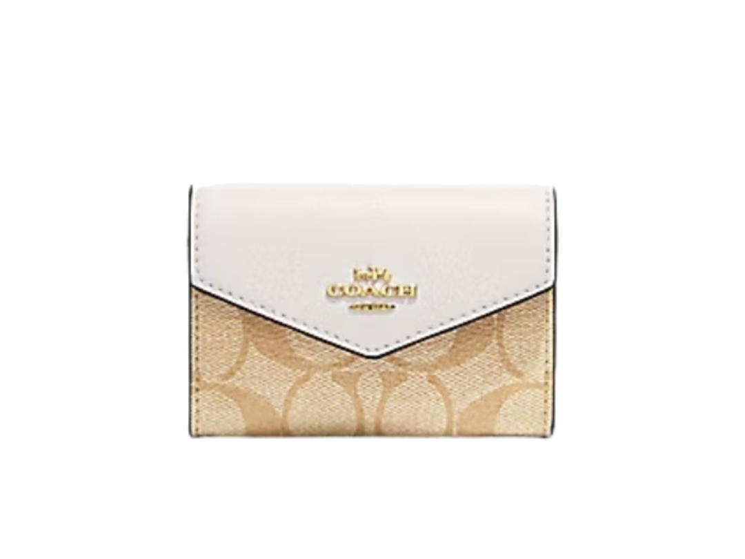 Coach Coach Flap Card Case Khaki Light Khaki Chalk