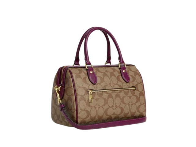 Coach Coach Rowan Satchel In Signature Canvas Khaki Deep Berry - view 2