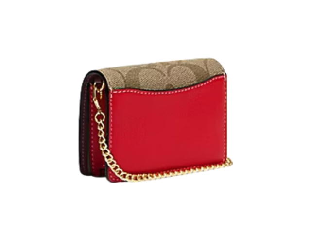 Coach Coach Mini Wallet On a Chain With Strawberry Brown - view 2