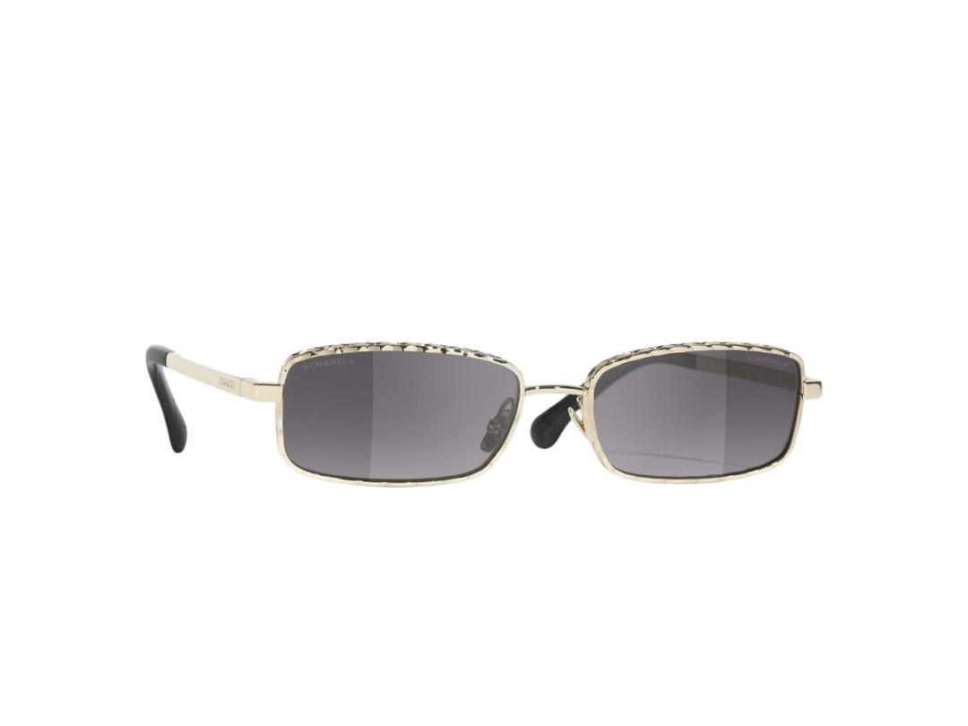 Chanel Chanel Rectangle Sunglasses Pale Gold Grey Lenses