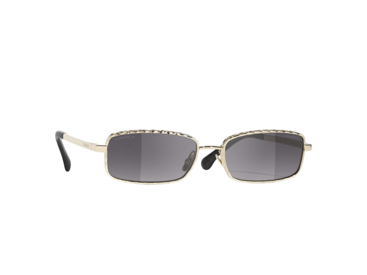 Chanel Chanel Rectangle Sunglasses Pale Gold Grey Lenses