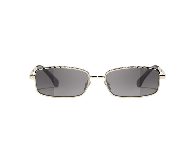 Chanel Chanel Rectangle Sunglasses Pale Gold Grey Lenses - view 2