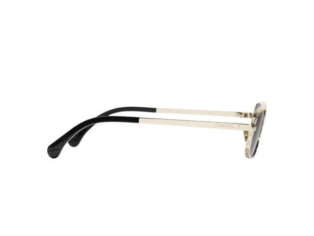 Chanel Chanel Rectangle Sunglasses Pale Gold Grey Lenses - view 3
