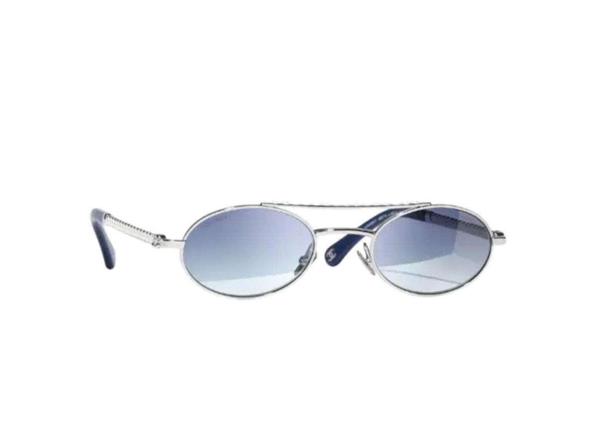Chanel Chanel Oval Sunglasses Blue Mirror Blue Lenses