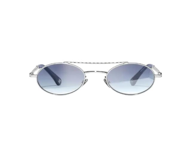 Chanel Chanel Oval Sunglasses Blue Mirror Blue Lenses - view 2