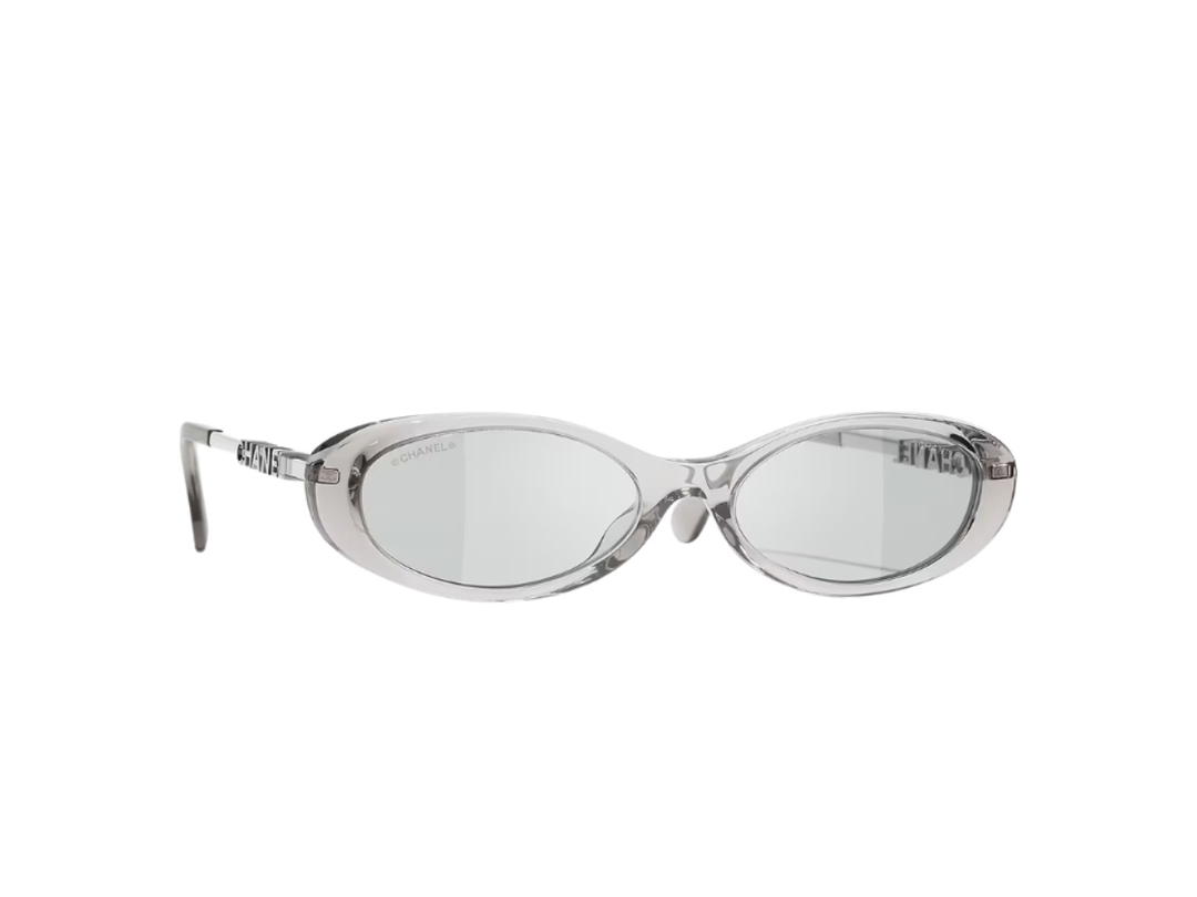 Chanel Chanel Oval Sunglasses Transparent Grey Lens Pale Grey
