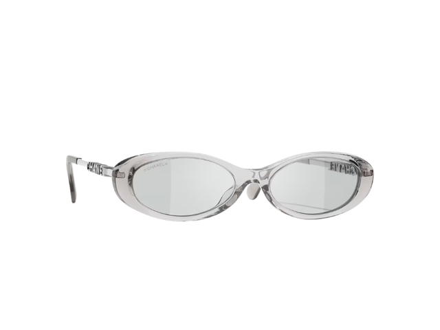 Chanel Chanel Oval Sunglasses Transparent Grey Lens Pale Grey - view 1