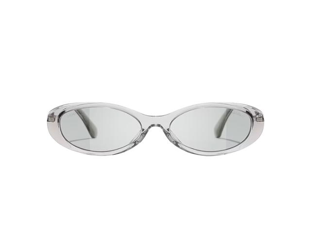Chanel Chanel Oval Sunglasses Transparent Grey Lens Pale Grey - view 2