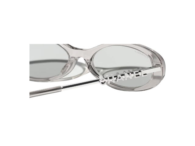Chanel Chanel Oval Sunglasses Transparent Grey Lens Pale Grey - view 4