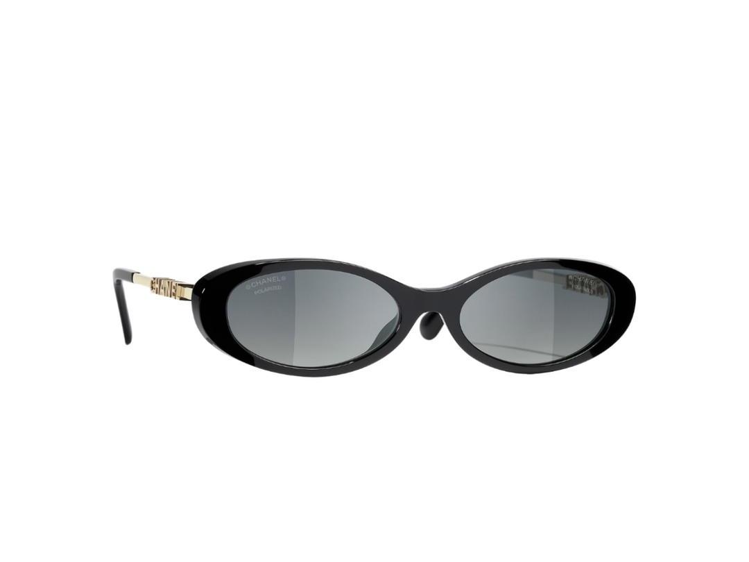 Chanel Chanel Oval Sunglasses Black Grey Lens