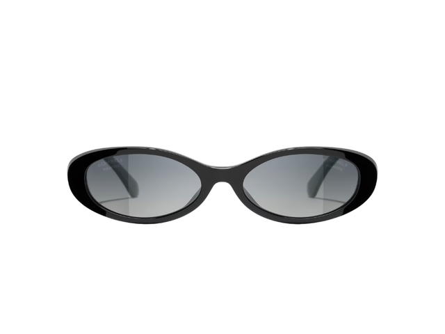 Chanel Chanel Oval Sunglasses Black Grey Lens - view 2
