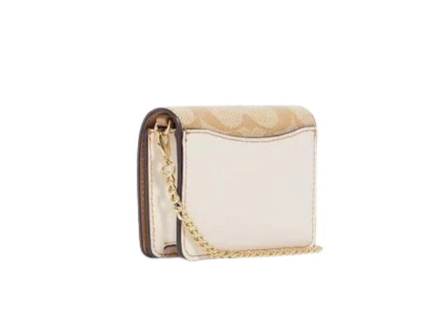 Coach Coach Mini Wallet On A Chain In Signature Canvas With Floral Applique Light Khaki - view 2