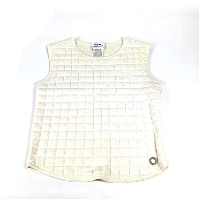 Chanel CHANEL 00T Quilted CC CC Mark Apparel Sleeveless Tops Tank top cotton White - view 2