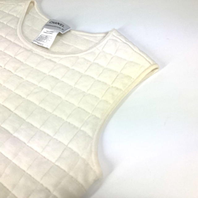 Chanel CHANEL 00T Quilted CC CC Mark Apparel Sleeveless Tops Tank top cotton White - view 4