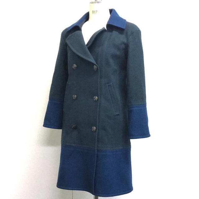 Chanel CHANEL 13K Bicolor Long Outer P Coat Wool / Silk Green/Blue - view 1