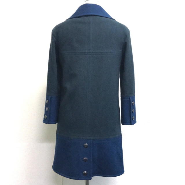 Chanel CHANEL 13K Bicolor Long Outer P Coat Wool / Silk Green/Blue - view 2