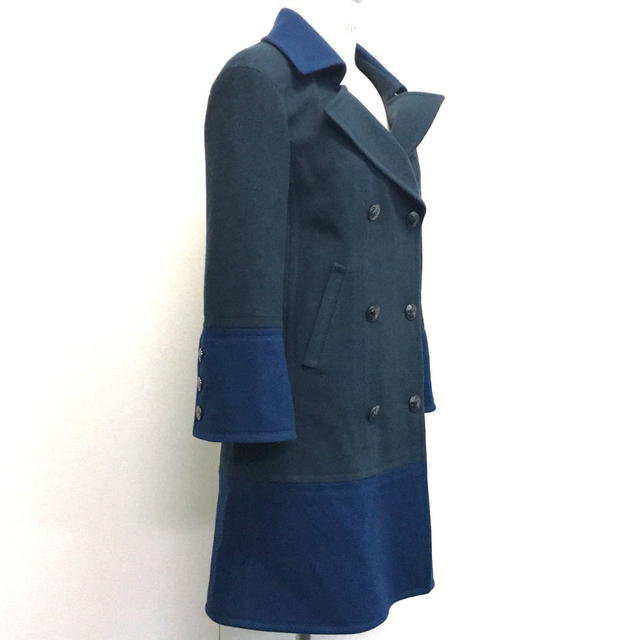 Chanel CHANEL 13K Bicolor Long Outer P Coat Wool / Silk Green/Blue - view 3