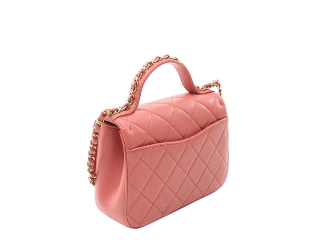 Chanel Chanel 19 Matelasse Shoulder Bag In Lamb leather Pink - view 2