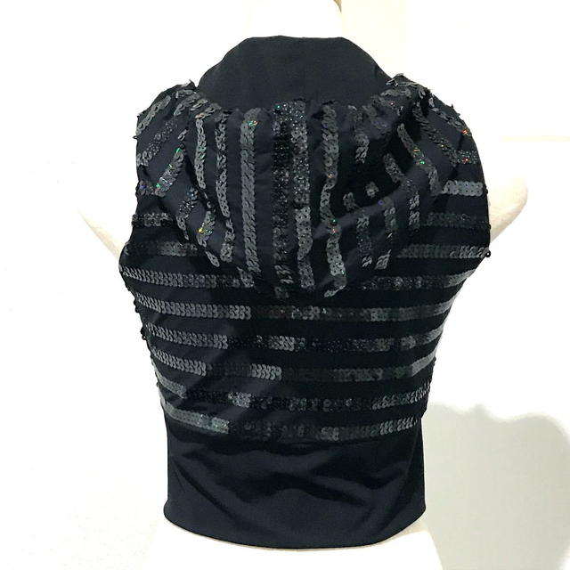 Chanel CHANEL 19C Zip up Hooded Vest Black Sequins - view 2