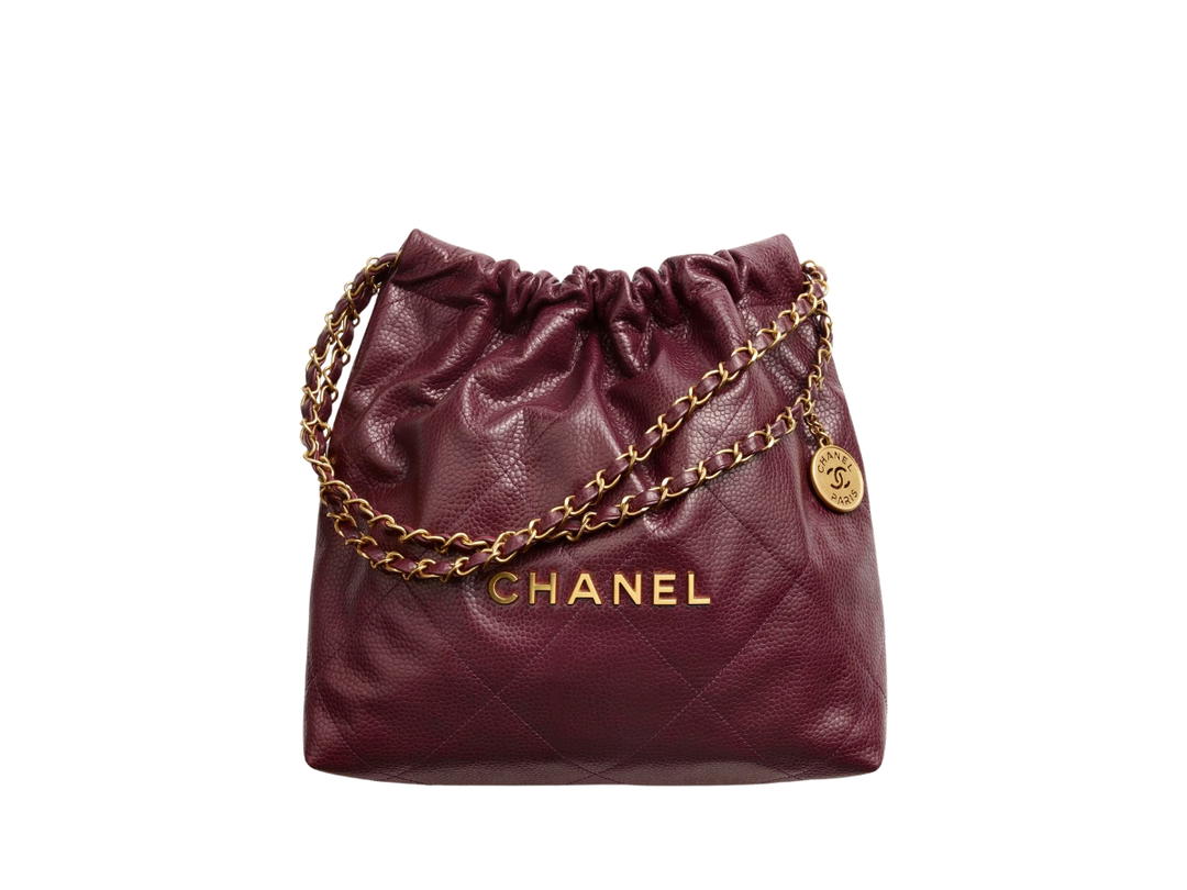 Chanel Chanel 22 Small Handbag In Grained Calfskin Leather With Gold-Tone Metal Dark Burgundy