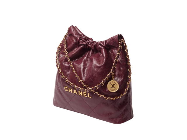 Chanel Chanel 22 Small Handbag In Grained Calfskin Leather With Gold-Tone Metal Dark Burgundy - view 2