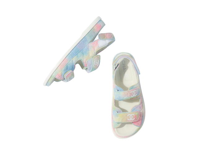 Chanel Chanel 22C Dad Sandals In Quilted Fabric With CC Logo Pastel Rainbow - view 3