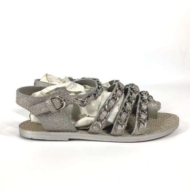 Chanel CHANEL 5-Ring Chain Shoes Flats Glitter Sandals Leather GoldBased/SilverBased - view 5