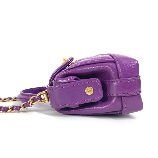 Chanel CHANEL AP4109 24A Quilted Matelasse Clutch mini Shoulder Bag Leather purple - view 4