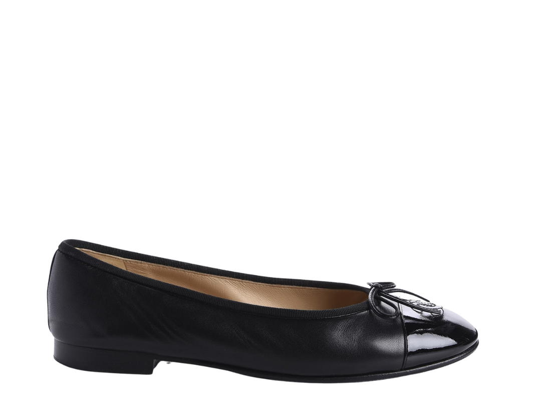 Chanel Chanel Ballerinas In Lambskin & Patent Calfskin Black