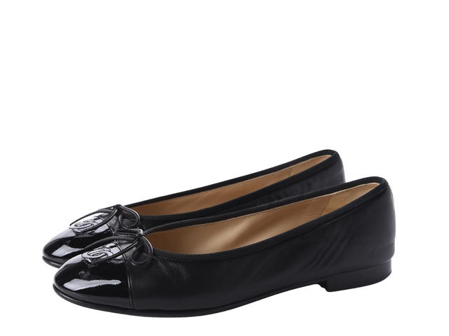 Chanel Chanel Ballerinas In Lambskin & Patent Calfskin Black - view 2