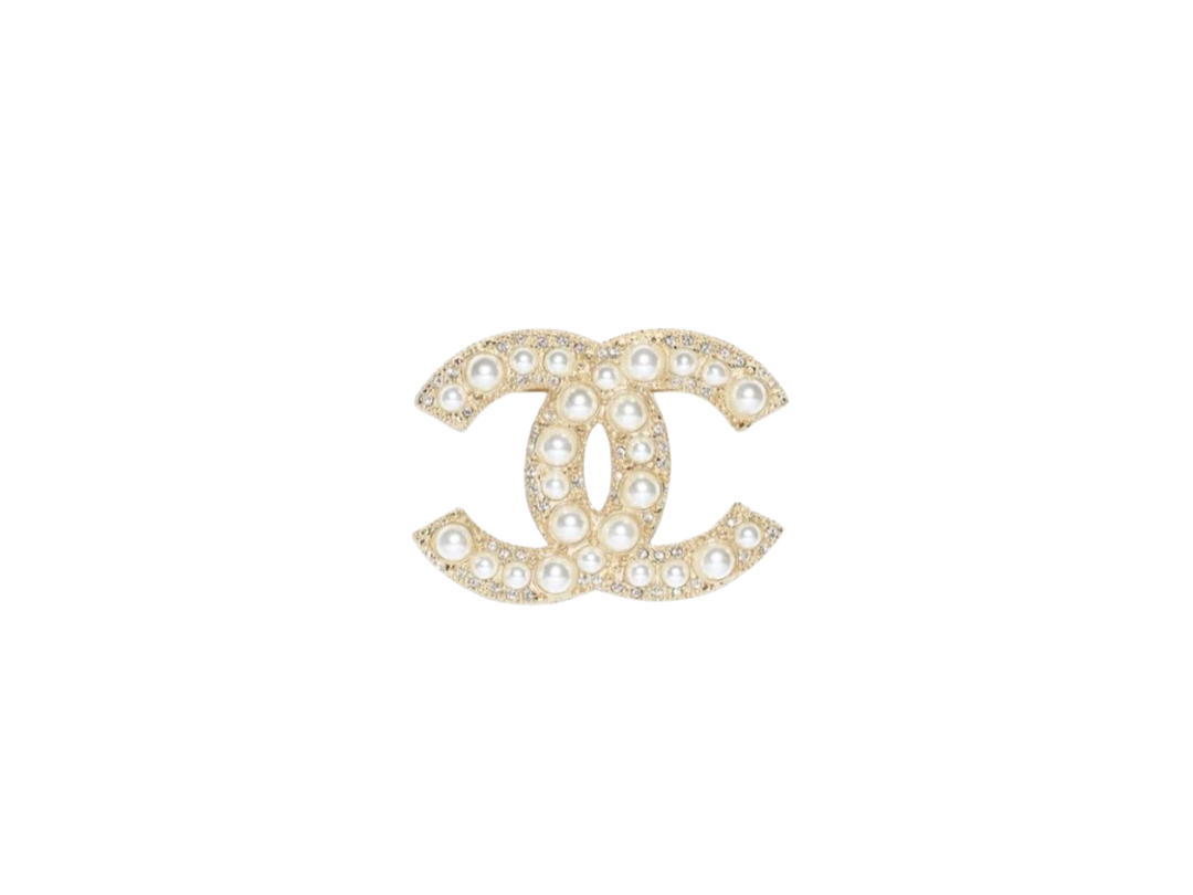 Chanel Chanel Brooch In Metal Glass Pearls Glass Strass & Gold Pearly White Crystal