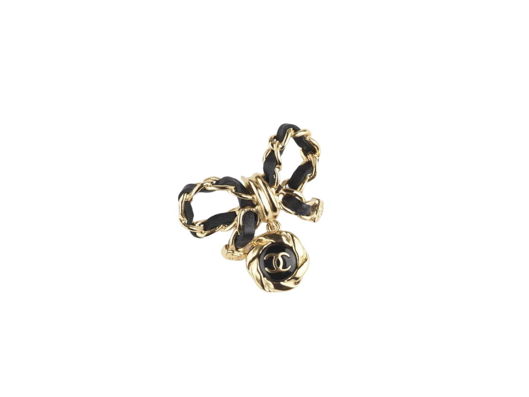 Chanel Chanel Brooch In Metal Imitation Pearls & Gold Black